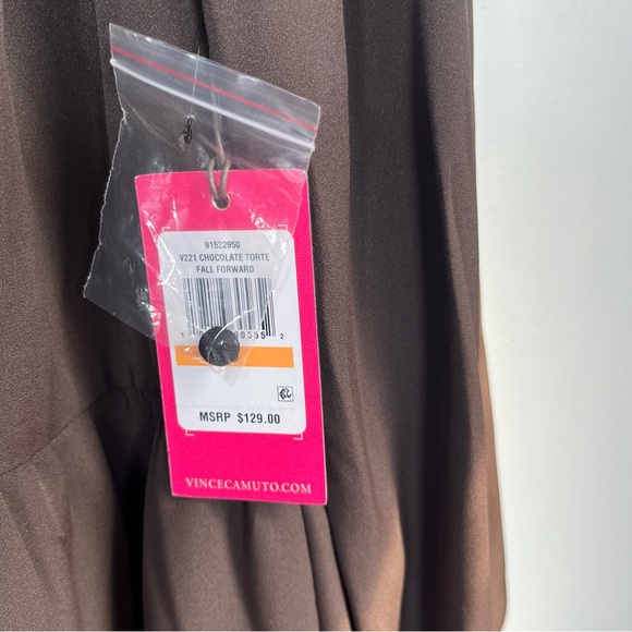 Vicente Camuto Sizes, S, M Chocolate Torte Ruched Flounce Dress - Picture 12 of 13